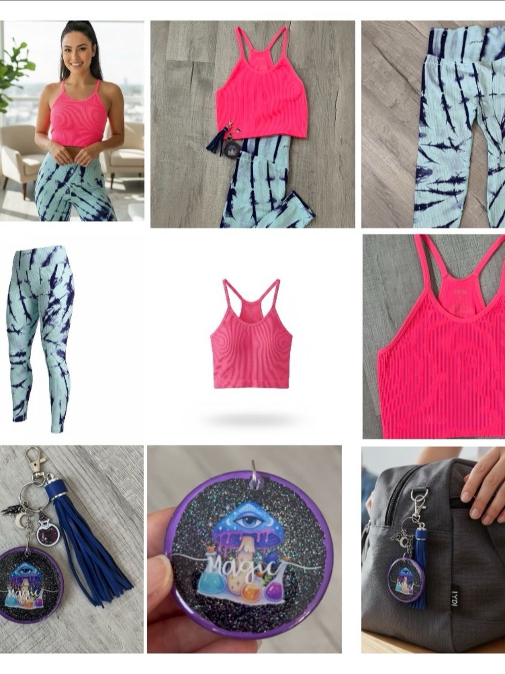 Boutique Activewear Set + Handmade Bag Charm